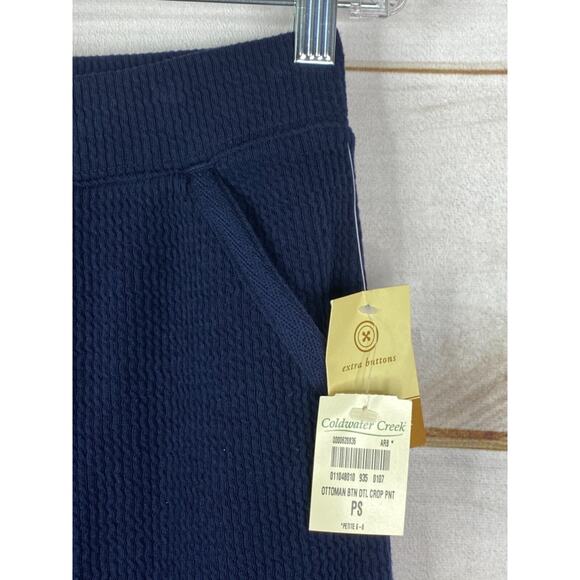 Coldwater Creek Pants Womens S Petite PS Blue Textured Heavy Pull On Crop NWT - Picture 6 of 11